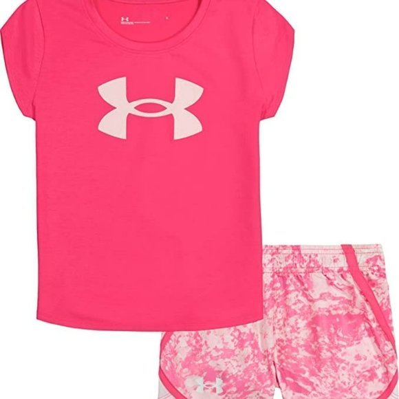 Under Armour Other - UNDER Armour girls Short Sleeve Shirt and Shorts Set, Durable Stretch and Lightw
